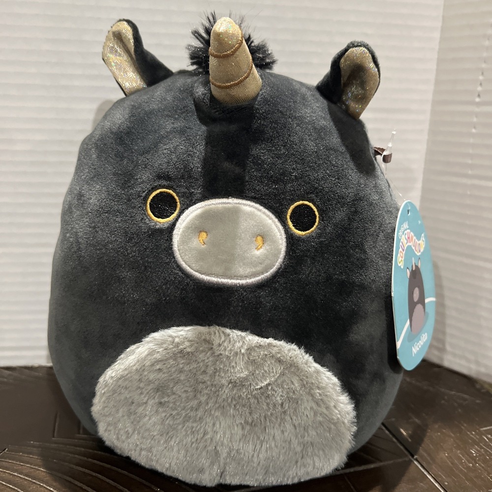 Original Squishmallows 7" Nicolita The Unicorn Fuzzy Belly NWT Black 2023